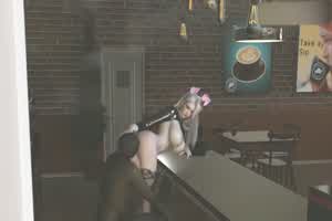 超强建模，兔女郎被巨黑金刚直桶到胃  背景图片